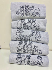 DOODLE STYLE SWEATSHIRT - Various Breeds- Dogs Sweatshirt - Embroidered sweater for dog lovers