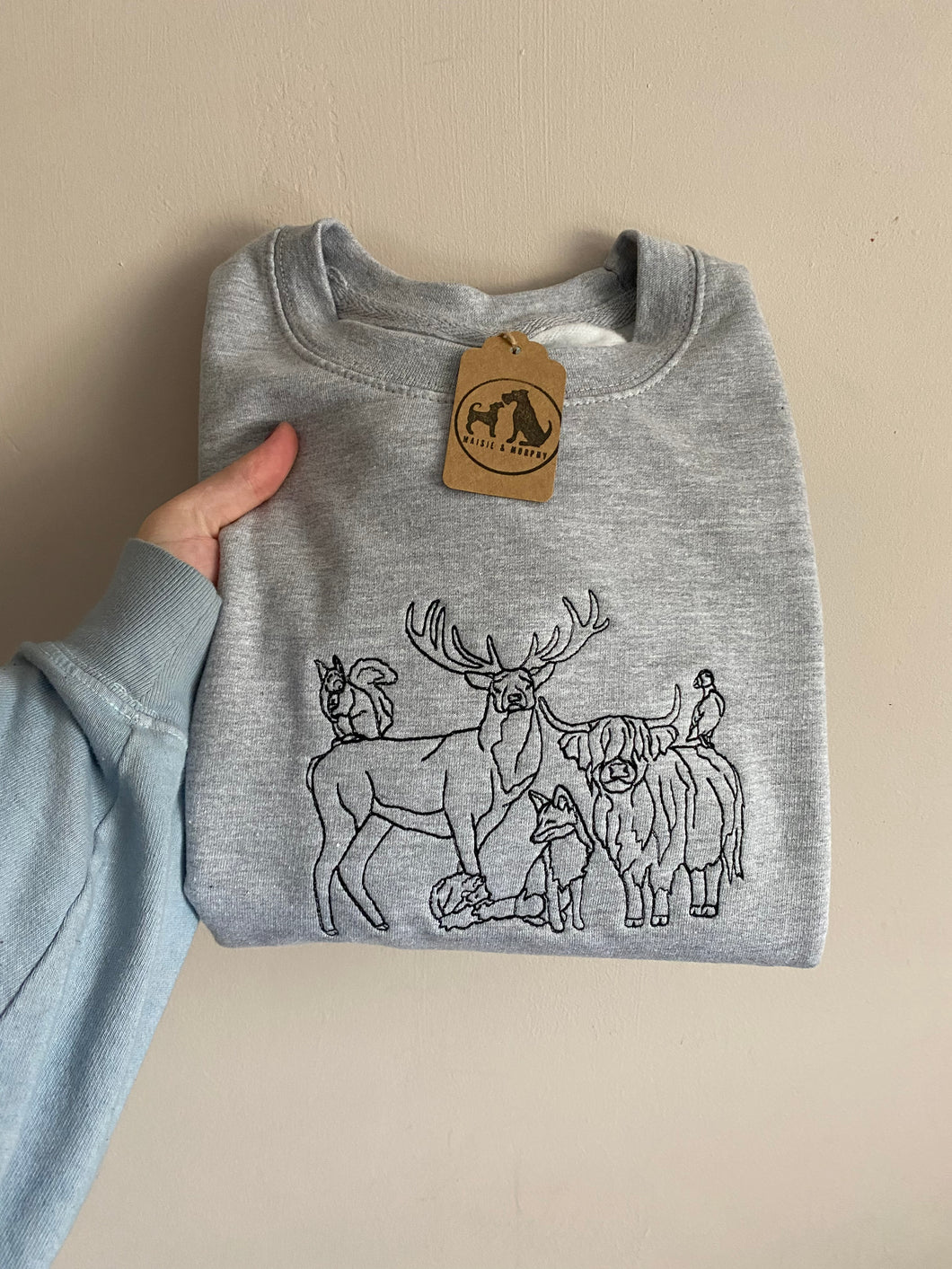 Scottish Wildlife Embroidered Sweatshirt - Scottish Gifts