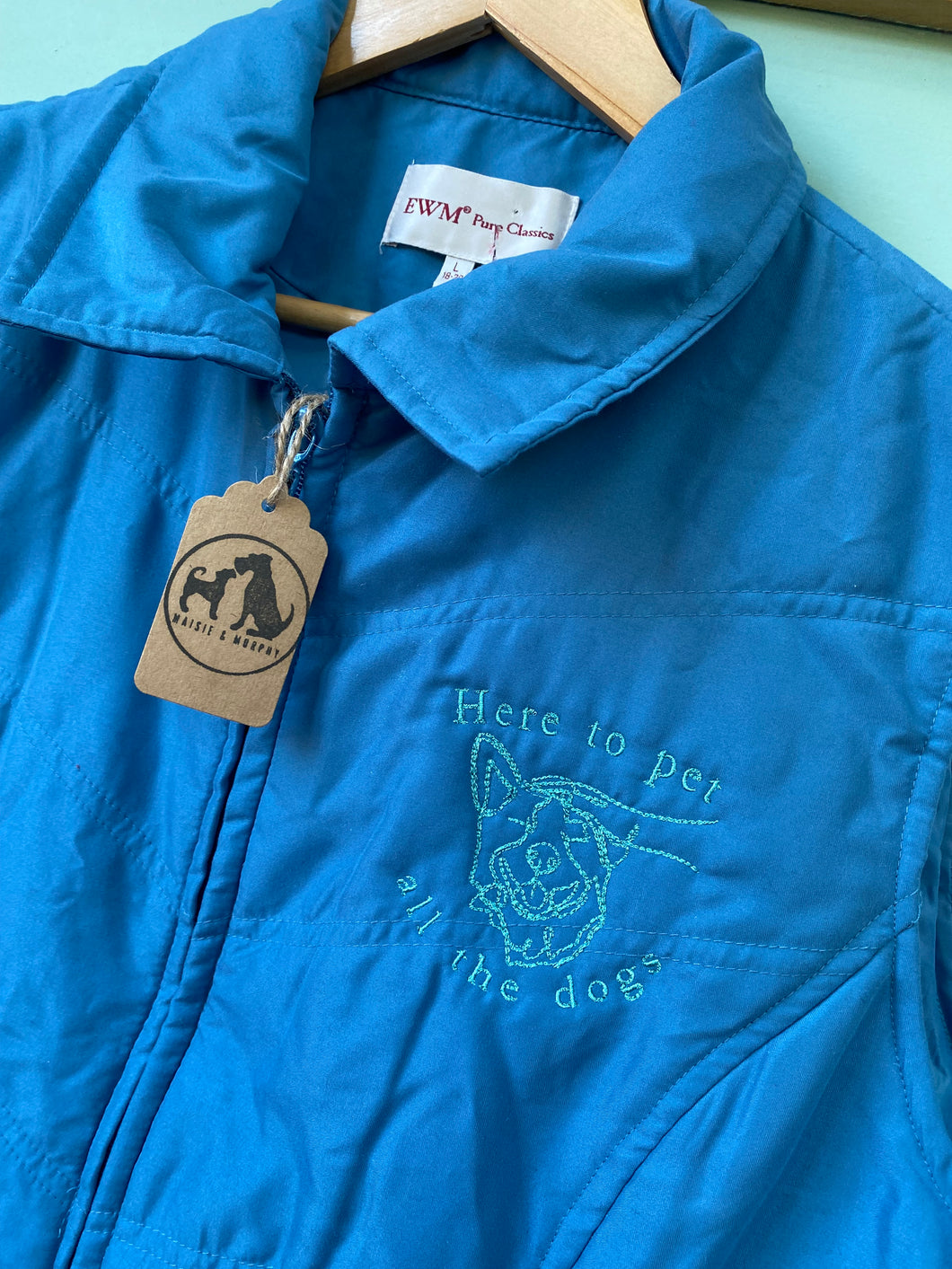 PRE-LOVED - Here to Pet all the Dogs - Gilet - Blue