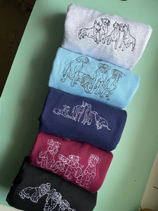 DOODLE STYLE SWEATSHIRT - Various Breeds- Dogs Sweatshirt - Embroidered sweater for dog lovers