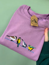 Load image into Gallery viewer, British Garden Birds Sweatshirt - Great, Blue, Coal and Marsh tit sweater for twitchers
