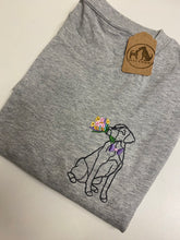 Load image into Gallery viewer, Dogs Flower Bunch T-Shirt- Various Breeds- Embroidered tee for dog lovers
