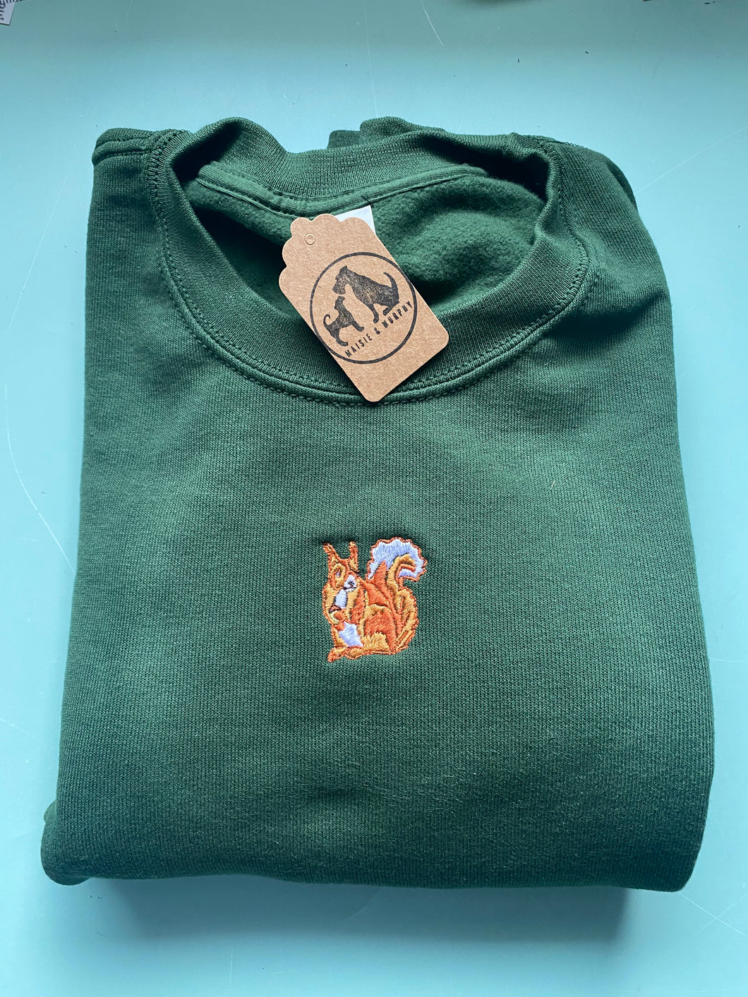 Red Squirrel Embroidered Sweatshirt - Squirrel lover gifts