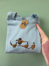 Load image into Gallery viewer, Pheasants Embroidered Sweatshirt - Pheasant game bird gift for bird lovers
