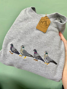 Pigeon Embroidered Sweatshirt - Pigeon gifts for pigeon lovers.