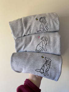 OUTLINE STYLE SWEATSHIRT - Various Breeds- Dogs Sweatshirt - Embroidered sweater for dog lovers