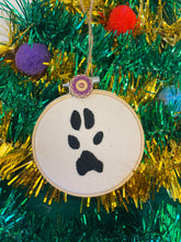Load image into Gallery viewer, Custom Embroidered Mini Hoop Christmas Bauble/ Tree Decoration
