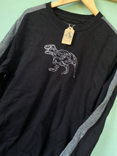 Load image into Gallery viewer, PRE-LOVED ‘t-Rex’ two tone grey/ black sweatshirt
