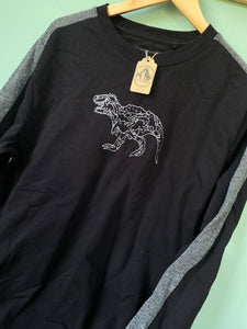 PRE-LOVED ‘t-Rex’ two tone grey/ black sweatshirt