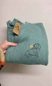 Dog Flower Bunch Sweatshirt - Various Breeds- Embroidered sweater for dog lovers