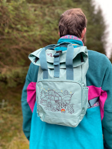 Camping Dogs Backpack -  for Dog Lovers and Owners- colourful embroidered compact rucksack  for your adventures