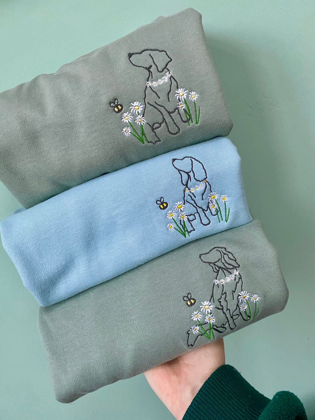 Dog Daisies Sweatshirt - Various Breeds- Embroidered sweater for dog lovers