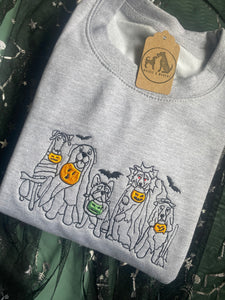 Tricks for Treats - Embroidered Dog Costume Pumpkin Sweatshirt/ hoodie  for dog lovers and spooky witches ready for Halloween