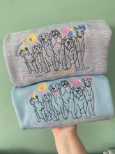Load image into Gallery viewer, Embroidered Dog Party Sweatshirt - ‘Dogs are my happiness source’
