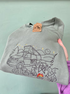 Camper van Dogs Sweatshirt - Dusty Green