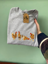 Load image into Gallery viewer, Embroidered Chicken Hen Sweatshirt - colourful sweatshirt for chicken owners and lovers
