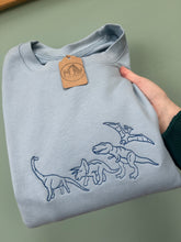 Load image into Gallery viewer, Embroidered Dinosaurs Sweatshirt- T-Rex, Triceratops, Diplodocus, Pterodactyl
