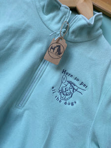 PRE-LOVED - ‘Here to Pet all the Dogs’ Thin Fleece - Mint