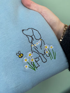 Dog Daisies Sweatshirt - Various Breeds- Embroidered sweater for dog lovers