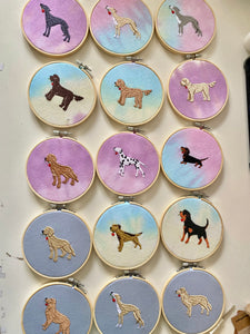 Various Breeds- Mini Dog Breed Embroidered Decorative Hoop (5 INCH)- Display in your home - Home Decor