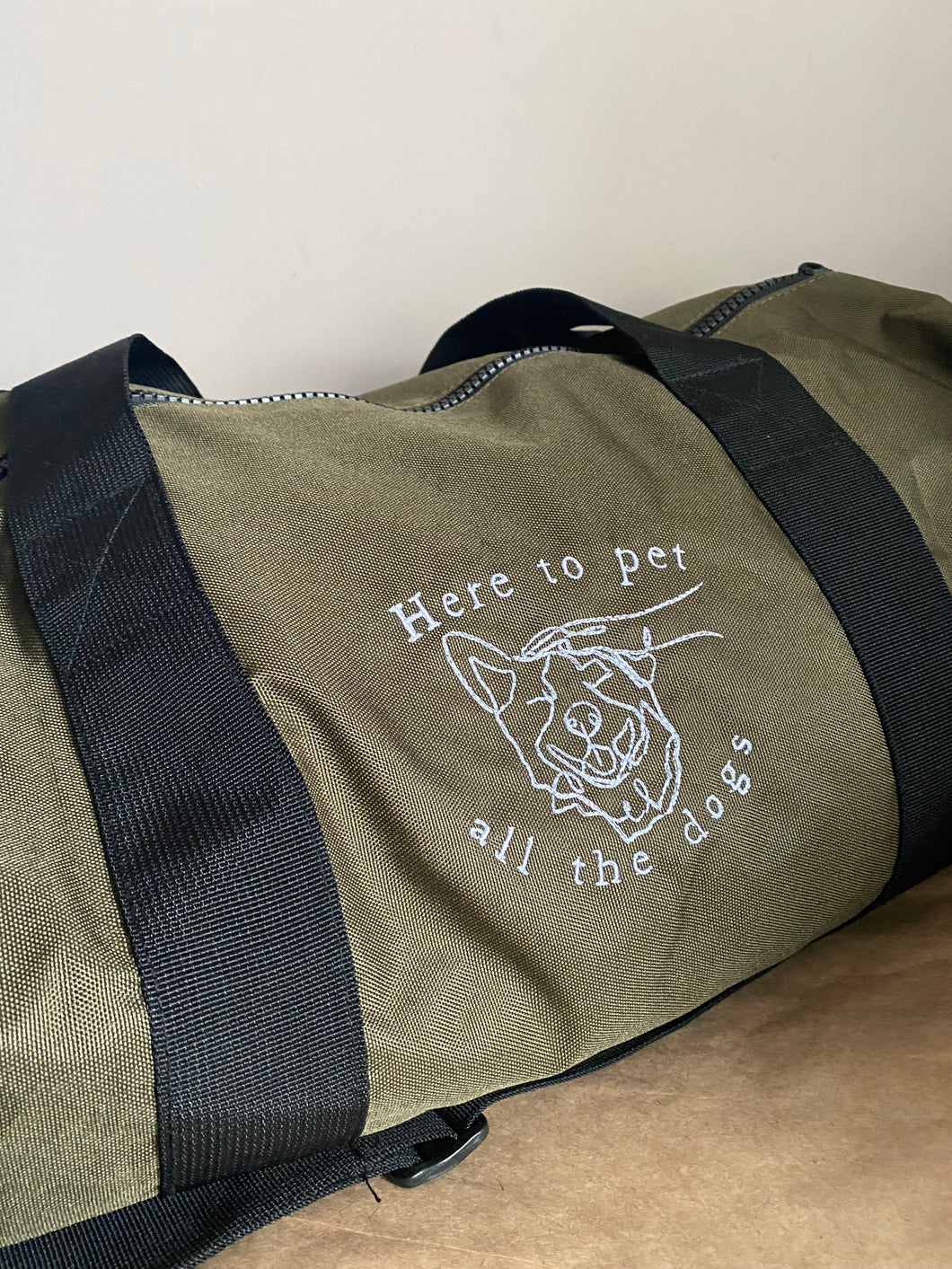 ‘Here to pet all the dogs’ Barrel bag- For dog lovers