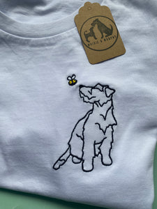 Rough Coat Jack Russell Terrier Outline T-shirt - embroidered jack russell dog organic tee for dog lovers and owners
