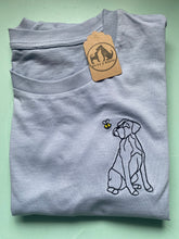 Load image into Gallery viewer, Boxer Dog Outline T-shirt - embroidered boxer dog organic tee for dog lovers and owners
