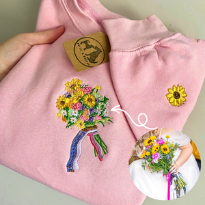 Custom Bridal Bouquet Embroidered Sweatshirt - wedding gifts for the bride or bridal party.