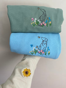 OUTLINE STYLE - Wildflower Dogs Sweatshirt - Embroidered sweater for dog lovers