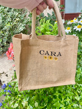 Load image into Gallery viewer, Mini Custom Name Jute Gift Bag - Gift bags for weddings, parties, hen dos
