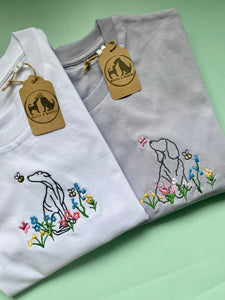 OUTLINE STYLE- Wildflower Dogs T-Shirt- Embroidered tee for dog lovers