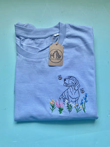 OUTLINE STYLE- Wildflower Dogs T-Shirt- Embroidered tee for dog lovers