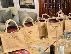 Mini Custom Name Jute Gift Bag - Gift bags for weddings, parties, hen dos