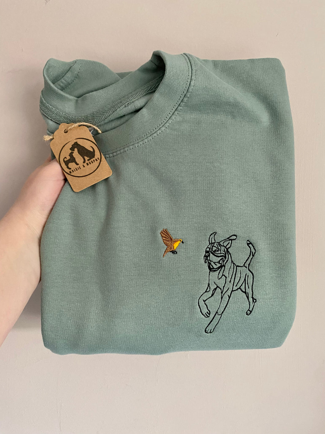 SILHOUETTE STYLE Robin Dogs Sweatshirt - Embroidered sweater for dog lovers