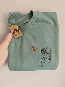 OUTLINE STYLE - Robin Dogs Sweatshirt - Embroidered sweater for dog lovers