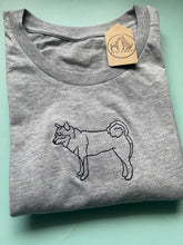 Load image into Gallery viewer, Embroidered Organic Shiba Inu T-Shirt - Gifts for Shiba Inu lovers and owners
