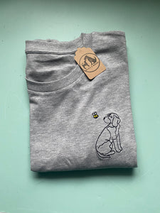 Beagle Outline T-shirt - embroidered beagle organic tee for dog lovers and owners