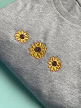 Load image into Gallery viewer, Embroidered Flower Trio Sweatshirt - ANY FLOWER- cute floral gifts
