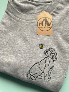 Cockapoo Outline T-shirt - embroidered cockapoo dog organic tee for dog lovers and owners