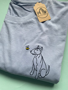 Bull Terrier Outline T-shirt - embroidered English bull terrier dog organic tee for dog lovers and owners