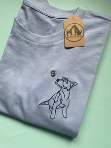Smooth Coat Jack Russell Terrier Outline T-shirt - embroidered jack russell dog organic tee for dog lovers and owners
