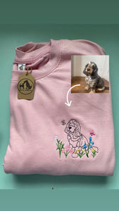 OUTLINE STYLE- Wildflower Dogs T-Shirt- Embroidered tee for dog lovers