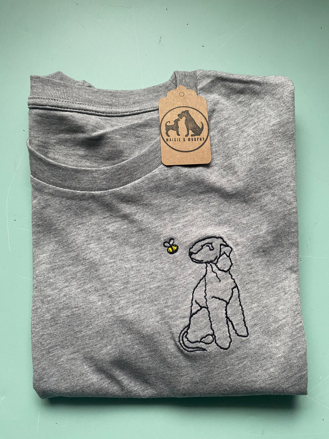 Bedlington Terrier Outline T-shirt - embroidered Bedlington organic tee for dog lovers and owners