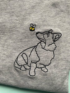 Corgi Outline T-shirt - embroidered Welsh Pembroke/ cardigan corgi dog organic tee for dog lovers and owners