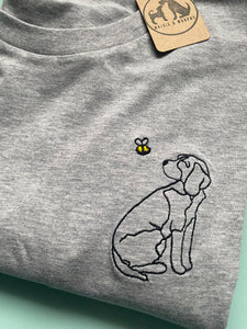 Beagle Outline T-shirt - embroidered beagle organic tee for dog lovers and owners