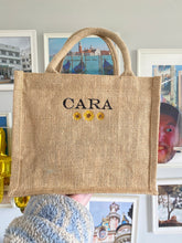 Load image into Gallery viewer, Mini Custom Name Jute Gift Bag - Gift bags for weddings, parties, hen dos
