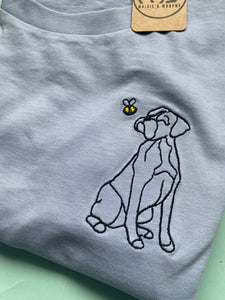 Boxer Dog Outline T-shirt - embroidered boxer dog organic tee for dog lovers and owners