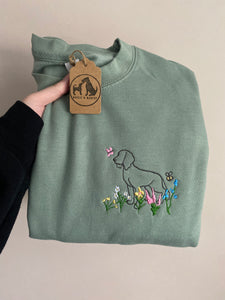 SILHOUETTE STYLE Wildflower Dogs Sweatshirt - Embroidered sweater for dog lovers