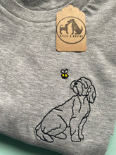Load image into Gallery viewer, Cockapoo Outline T-shirt - embroidered cockapoo dog organic tee for dog lovers and owners
