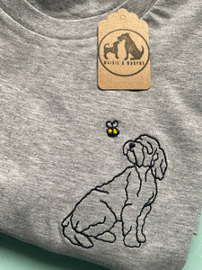 Cockapoo Outline T-shirt - embroidered cockapoo dog organic tee for dog lovers and owners